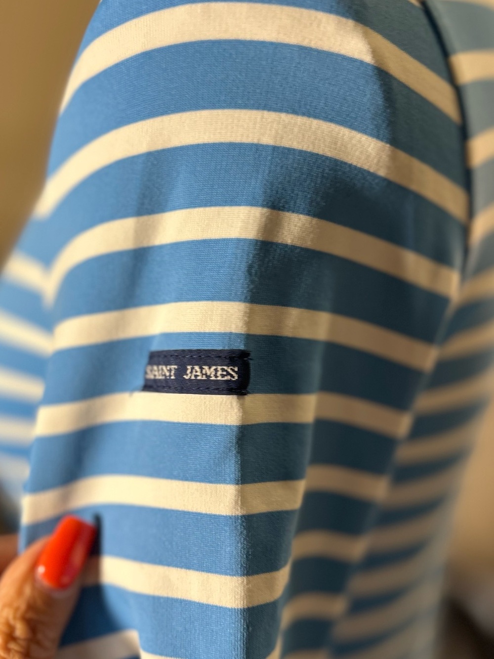Saint James Propriano UV Fabric Blue and White Striped Midi Dress - Picture 5 of 10